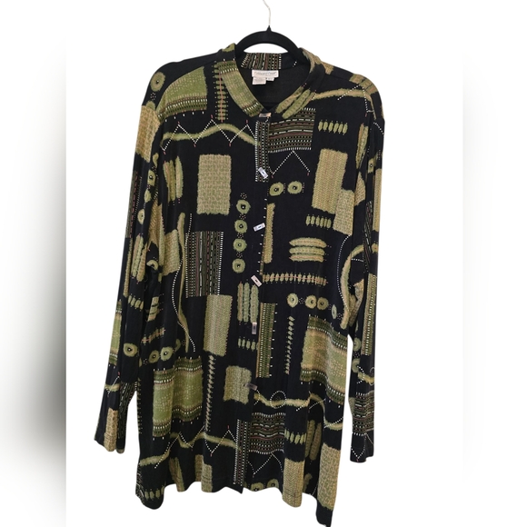 Coldwater Creek 2X Acetate Stretchy Artsy Slinky Blouse Tunic - Picture 1 of 11